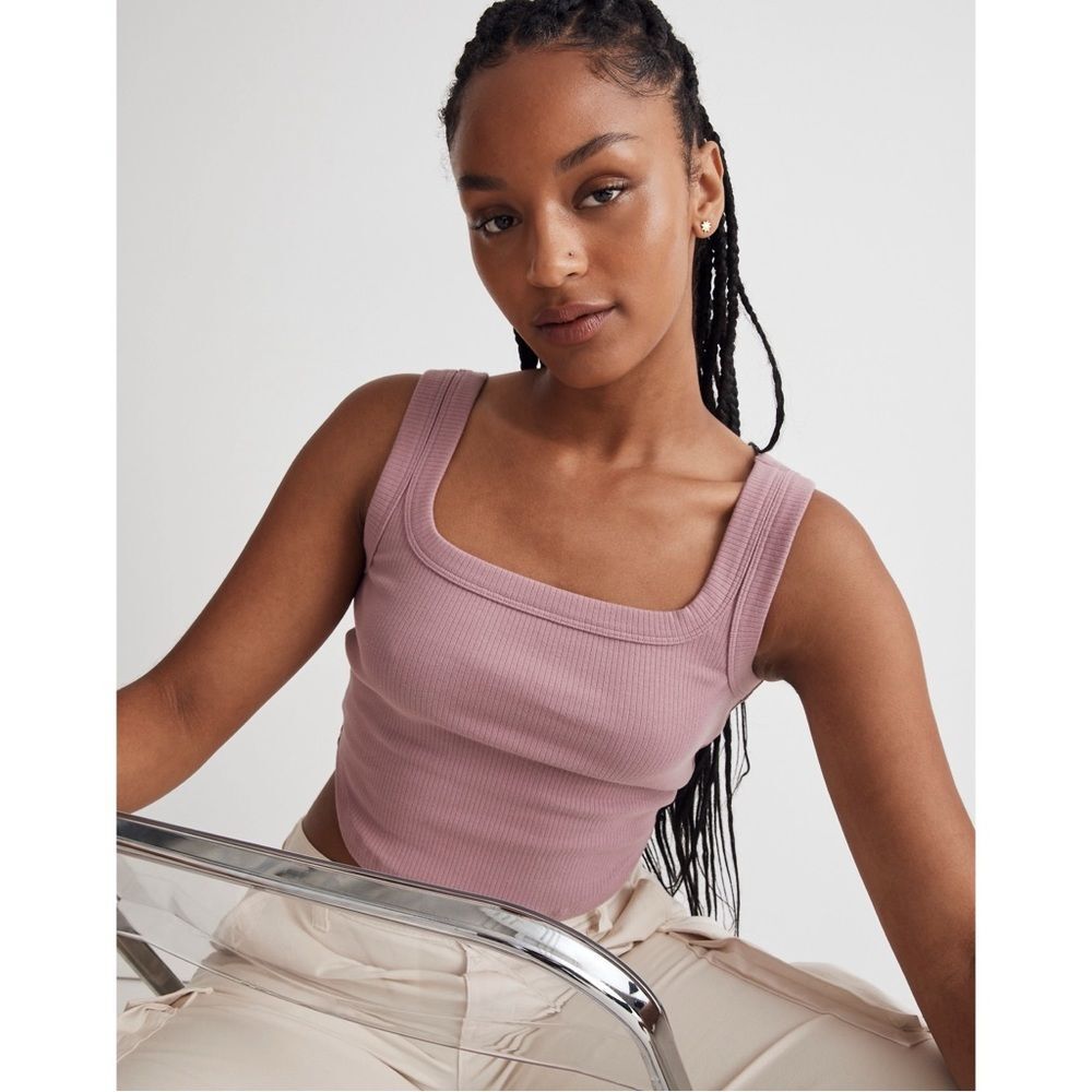 NWT Madewell The Tailored Crop Tank in Sleekhold in Pink - Picture 4 of 9